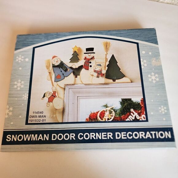 Wood Snowman Door Corner Decoration New in Box - Picture 1 of 7